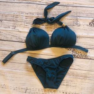 Venus Athena Bikini 2 Piece Set in Teal Top Sz Adjustable DD/Bottoms Sz 2